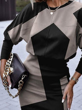 Women's Dresses Printed Crew Neck Long Sleeve Dress